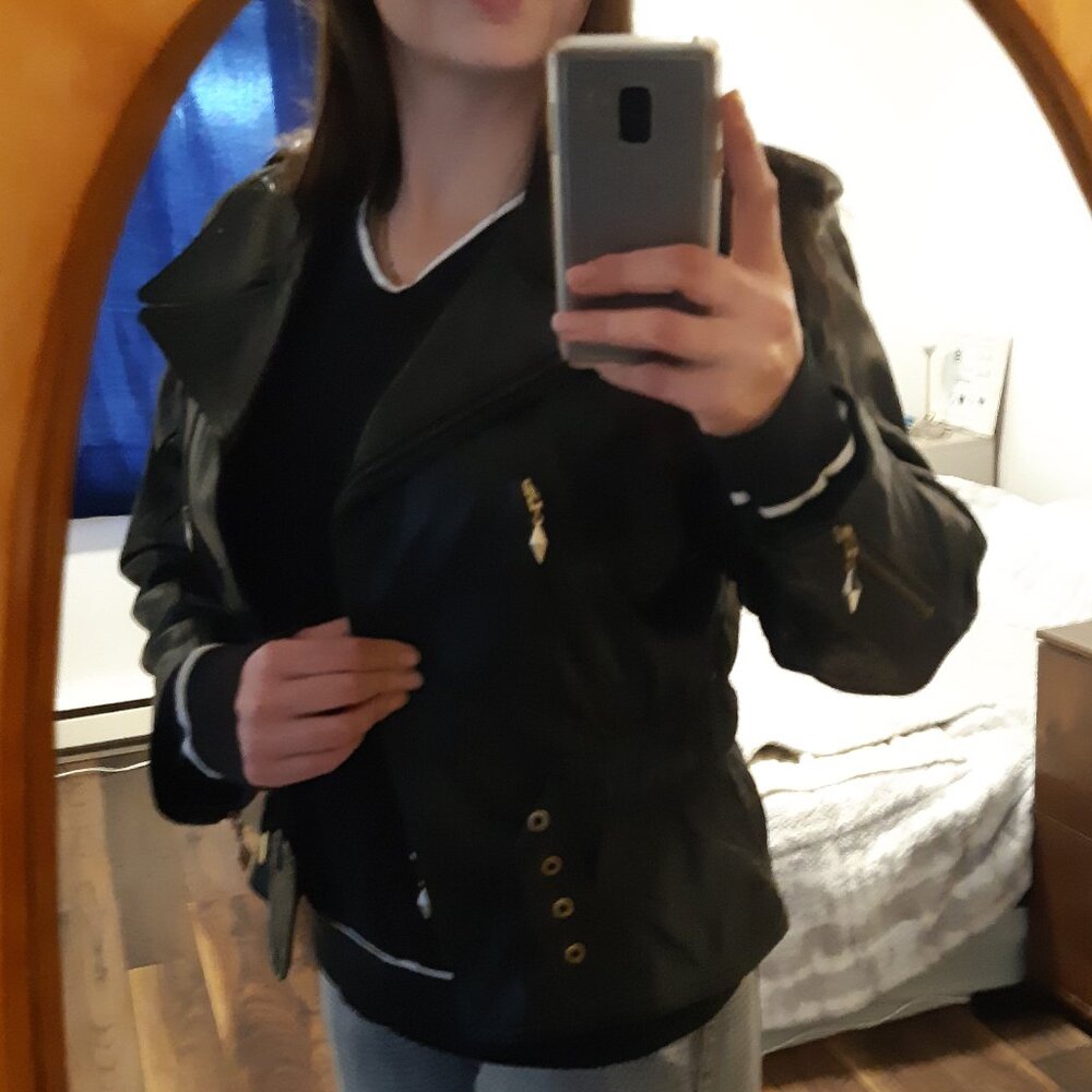 Jacket Leather Genuine Made In Canada Sélection Mono-Pol Small Women Vintage Y2K - Picture 16 of 16